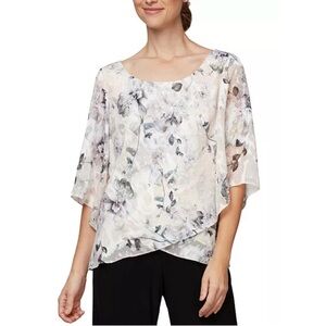 Alex Evenings Floral Chiffon Top